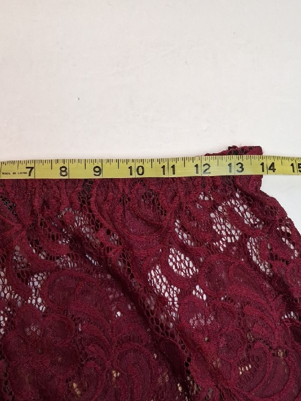 PrettyLittleThing Burgundy Lace Maxi Skirt Sheer Overlay Elastic Waist Size 12 - Picture 5 of 9